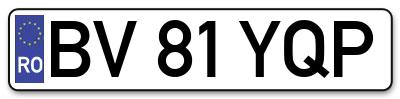 Placuta inmatriculare numar auto  BV-81-YQP, BV 81 YQP, BV81YQP