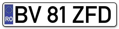 Placuta inmatriculare numar auto  BV-81-ZFD, BV 81 ZFD, BV81ZFD