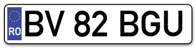 Placuta inmatriculare numar auto  BV-82-BGU, BV 82 BGU, BV82BGU