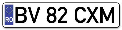 Placuta inmatriculare numar auto  BV-82-CXM, BV 82 CXM, BV82CXM