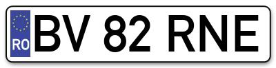 Placuta inmatriculare numar auto  BV-82-RNE, BV 82 RNE, BV82RNE