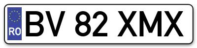 Placuta inmatriculare numar auto  BV-82-XMX, BV 82 XMX, BV82XMX