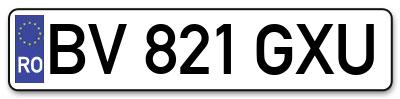 Placuta inmatriculare numar auto  BV-821-GXU, BV 821 GXU, BV821GXU