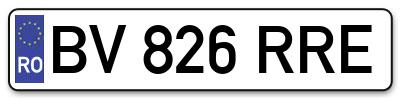 Placuta inmatriculare numar auto  BV-826-RRE, BV 826 RRE, BV826RRE