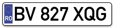Placuta inmatriculare numar auto  BV-827-XQG, BV 827 XQG, BV827XQG