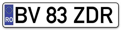Placuta inmatriculare numar auto  BV-83-ZDR, BV 83 ZDR, BV83ZDR