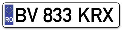 Placuta inmatriculare numar auto  BV-833-KRX, BV 833 KRX, BV833KRX