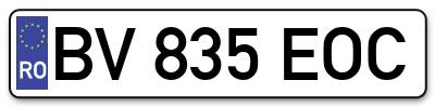 Placuta inmatriculare numar auto  BV-835-EOC, BV 835 EOC, BV835EOC