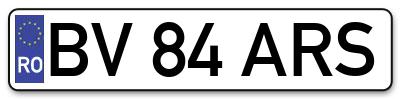 Placuta inmatriculare numar auto  BV-84-ARS, BV 84 ARS, BV84ARS