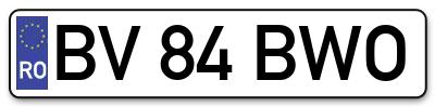Placuta inmatriculare numar auto  BV-84-BWO, BV 84 BWO, BV84BWO
