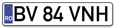 Placuta inmatriculare numar auto  BV-84-VNH, BV 84 VNH, BV84VNH