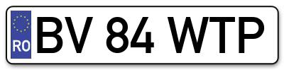 Placuta inmatriculare numar auto  BV-84-WTP, BV 84 WTP, BV84WTP