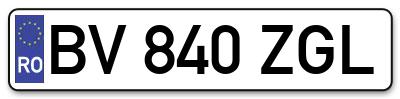 Placuta inmatriculare numar auto  BV-840-ZGL, BV 840 ZGL, BV840ZGL
