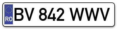 Placuta inmatriculare numar auto  BV-842-WWV, BV 842 WWV, BV842WWV