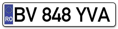 Placuta inmatriculare numar auto  BV-848-YVA, BV 848 YVA, BV848YVA