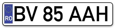 Placuta inmatriculare numar auto  BV-85-AAH, BV 85 AAH, BV85AAH
