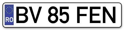 Placuta inmatriculare numar auto  BV-85-FEN, BV 85 FEN, BV85FEN