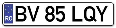 Placuta inmatriculare numar auto  BV-85-LQY, BV 85 LQY, BV85LQY