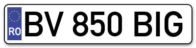 Placuta inmatriculare numar auto  BV-850-BIG, BV 850 BIG, BV850BIG