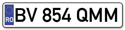 Placuta inmatriculare numar auto  BV-854-QMM, BV 854 QMM, BV854QMM