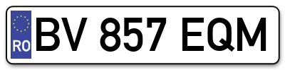 Placuta inmatriculare numar auto  BV-857-EQM, BV 857 EQM, BV857EQM