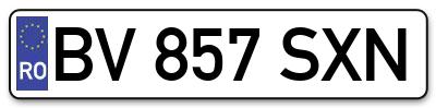 Placuta inmatriculare numar auto  BV-857-SXN, BV 857 SXN, BV857SXN