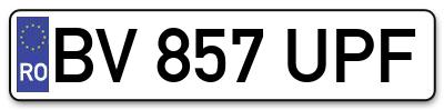Placuta inmatriculare numar auto  BV-857-UPF, BV 857 UPF, BV857UPF