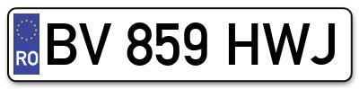 Placuta inmatriculare numar auto  BV-859-HWJ, BV 859 HWJ, BV859HWJ
