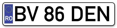 Placuta inmatriculare numar auto  BV-86-DEN, BV 86 DEN, BV86DEN