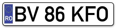 Placuta inmatriculare numar auto  BV-86-KFO, BV 86 KFO, BV86KFO