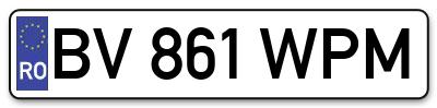 Placuta inmatriculare numar auto  BV-861-WPM, BV 861 WPM, BV861WPM