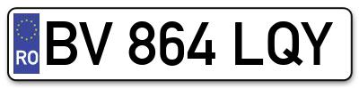 Placuta inmatriculare numar auto  BV-864-LQY, BV 864 LQY, BV864LQY