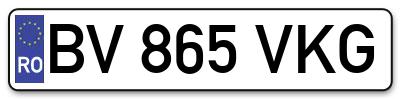 Placuta inmatriculare numar auto  BV-865-VKG, BV 865 VKG, BV865VKG