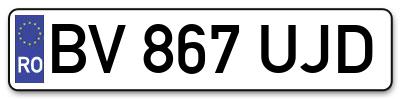 Placuta inmatriculare numar auto  BV-867-UJD, BV 867 UJD, BV867UJD