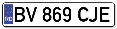 Placuta inmatriculare numar auto  BV-869-CJE, BV 869 CJE, BV869CJE