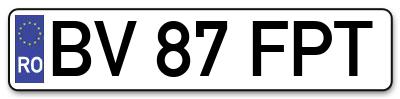 Placuta inmatriculare numar auto  BV-87-FPT, BV 87 FPT, BV87FPT