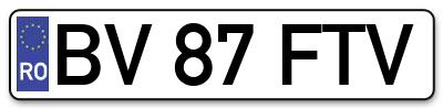 Placuta inmatriculare numar auto  BV-87-FTV, BV 87 FTV, BV87FTV