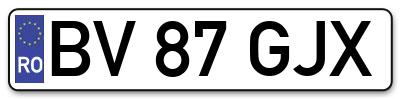 Placuta inmatriculare numar auto  BV-87-GJX, BV 87 GJX, BV87GJX