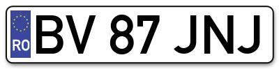 Placuta inmatriculare numar auto  BV-87-JNJ, BV 87 JNJ, BV87JNJ