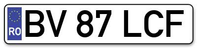 Placuta inmatriculare numar auto  BV-87-LCF, BV 87 LCF, BV87LCF