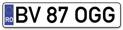 Placuta inmatriculare numar auto  BV-87-OGG, BV 87 OGG, BV87OGG