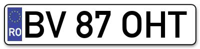 Placuta inmatriculare numar auto  BV-87-OHT, BV 87 OHT, BV87OHT