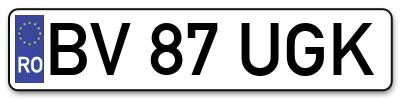 Placuta inmatriculare numar auto  BV-87-UGK, BV 87 UGK, BV87UGK