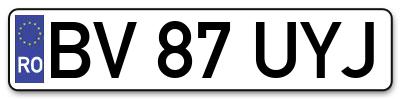 Placuta inmatriculare numar auto  BV-87-UYJ, BV 87 UYJ, BV87UYJ