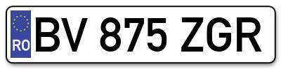 Placuta inmatriculare numar auto  BV-875-ZGR, BV 875 ZGR, BV875ZGR