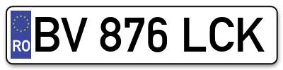 Placuta inmatriculare numar auto  BV-876-LCK, BV 876 LCK, BV876LCK