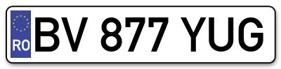 Placuta inmatriculare numar auto  BV-877-YUG, BV 877 YUG, BV877YUG
