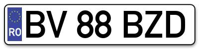 Placuta inmatriculare numar auto  BV-88-BZD, BV 88 BZD, BV88BZD