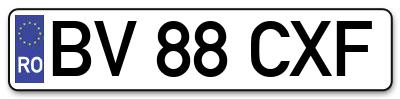 Placuta inmatriculare numar auto  BV-88-CXF, BV 88 CXF, BV88CXF