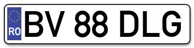 Placuta inmatriculare numar auto  BV-88-DLG, BV 88 DLG, BV88DLG